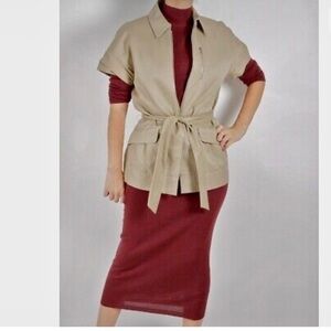 Lida Baday Cotton Belted Zip Beige Jacket